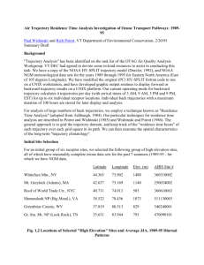 Air Trajectory Residence Time Analysis Investigation of Ozone