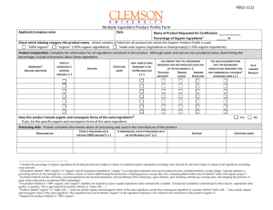 Multiple Ingredient Product Profile