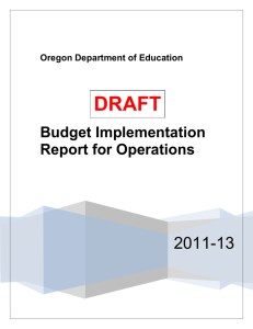 budget implementation plan - Oregon Department of Education