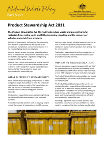 Product Stewardship Act 2011 - Department of the Environment