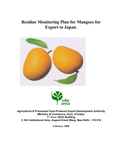 Residue Monitoring Plan for Mangoes for Export to Japan