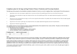 Compliance plans for the Eggs Implementation Model Working Group