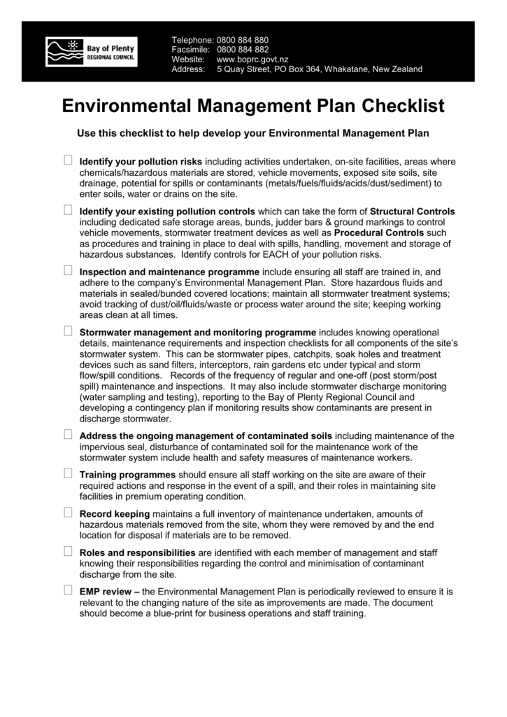 environmental-management-plan-checklist