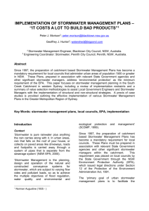 Implementation of Stormwater Management Plans - "it costs