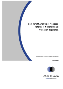 Cost Benefit Analysis for Proposed Reforms to National Legal