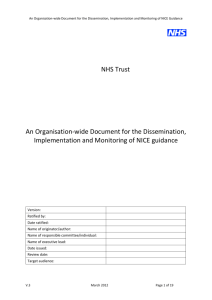 Document for the Dissemination Implementation and Monitoring of