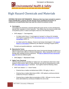 High Hazard Chemicals and Materials