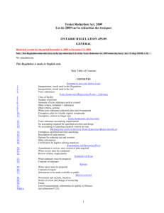 Toxics Reduction Act, 2009