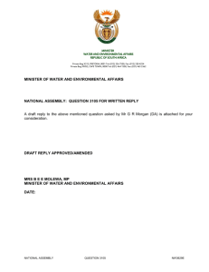 MINISTER WATER AND ENVIRONMENTAL AFFAIRS REPUBLIC