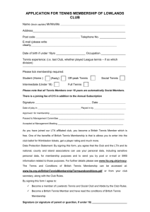 APPLICATION FOR MEMBERSHIP OF LOWLANDS CLUB
