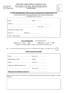 Junior Membership Application & Renewal 2014 2015