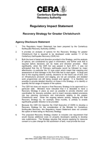 Regulatory Impact Statement - Recovery Strategy for Greater