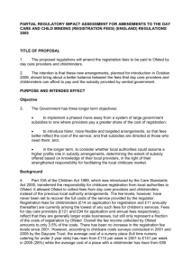 partial regulatory impact assessment for the x