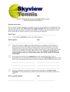 Permission slip for tennis