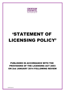 Licensing Policy 2013