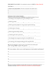 PEER GROUP EVALUATION (To be submitted to instructor BY