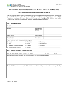 Wastewater Discharge Questionnaire Part B for Health
