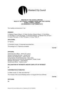 Minutes of Council Meeting - 9 September 2015