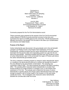 Comments on Draft Report, March 2004 Indoor Air Sampling