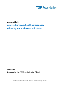 Appendix 2 Athlete survey school backgrounds, ethnicity