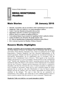 Headlines – 28.01.2016 - UNMIK Media Monitoring
