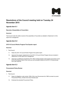 Resolutions of the Council meeting held on Tuesday 24 November
