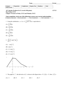 AP Calculus Problem Set       (worth 100 points) 1/27/12