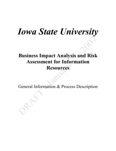 Business Impact Analysis and Risk Assessment for Information
