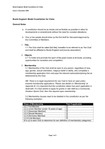 Bowls England: Model Constitution for Clubs Issue 2: December