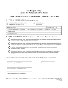 title v compliance certification form - San Joaquin Valley Air Pollution