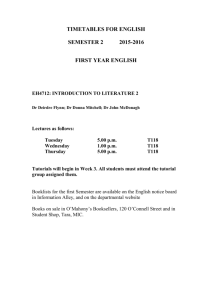 PROVISIONAL TIMETABLES FOR ENGLISH 2001-2002