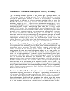 Postdoctoral Position in `Atmospheric Mercury Modeling` The `Air