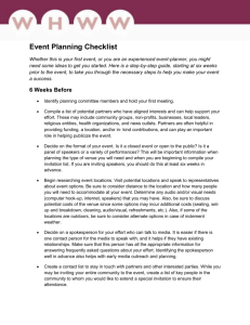 Event Planning Checklist Whether this is your first event, or you are