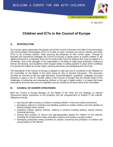 1 1 31 July 2014 Children and ICTs in the Council of Europe