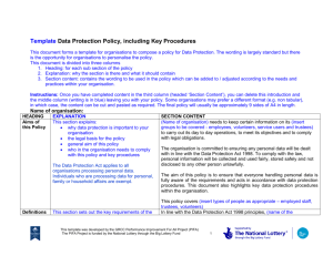 Template Data Protection Policy GRCC PIFA Project