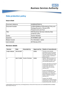 Data Protection policy - NHS Business Services Authority