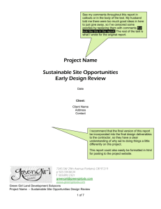 a typical report sample for Early Design Review