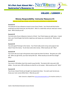 Money Responsibility- Instructor Resource #1