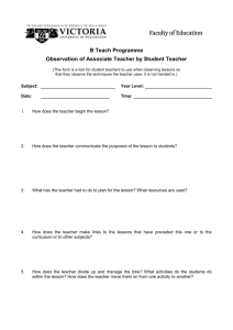 Observation of Associate Teacher by Student Teacher