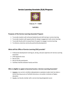 Service Learning Associate (SLA) Program