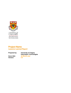 Lessons Learned Report - University of Calgary