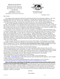 2014 November Letter - Massachusetts State Science Olympiad