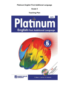Platinum English First Additional Language Grade 5 Teaching Plan