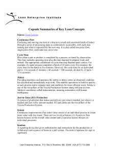 Capsule Summaries of Key Lean Concepts