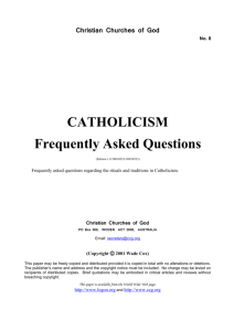 Catholicism Frequently Asked Questions (No. 8)