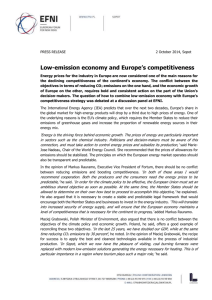 Low-emission economy and Europe`s competitiveness