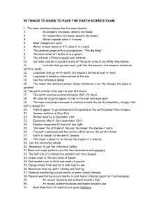 99 THINGS TO KNOW TO PASS THE EARTH SCIENCE EXAM 1