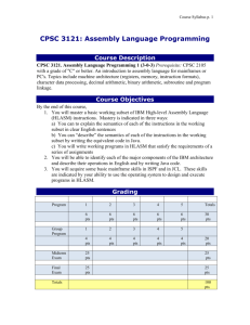 CPSC 3121: Assembly Language Programming