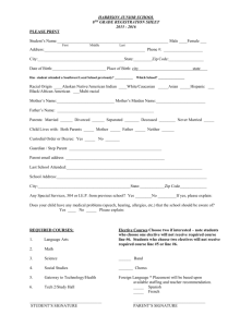 8th grade registration form - 15-16