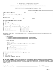 Scope of Practice - Anesthesiology NP Pain